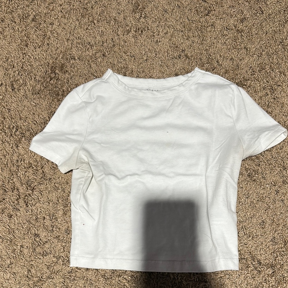 White Short Sleeve Crop Top